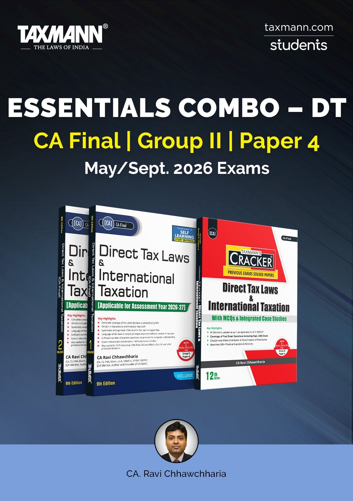 Taxmann's ESSENTIALS COMBO for CA Final | May/Sept. 2026 Exams – Group II | Paper 4 | Direct Tax Laws & International Taxation (DT) | STUDY MATERIAL & CRACKER | AY 2026-27 | 2 Books Set Taxmann