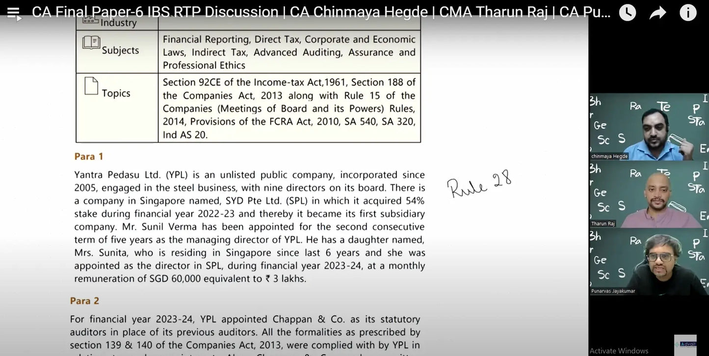 CA Final Paper 6 Integrated Business Solutions English By CA Punarvas Jayakumar, CMA Tharun Raj and CA Chinmaya Hegde Conferenza