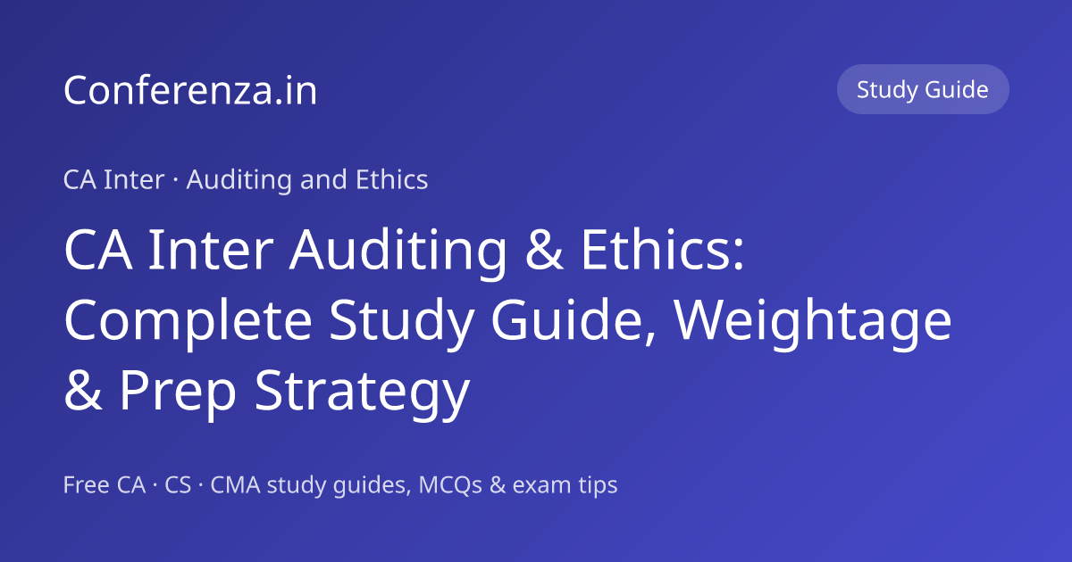 CA Inter Auditing & Ethics: Complete Study Guide, Weightage & Prep ...