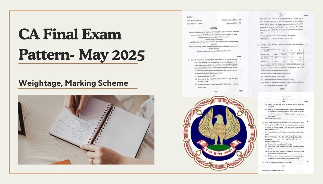 CA Final Exam Pattern- May 2025- Mode, Marking Scheme,Paper wise Weightage