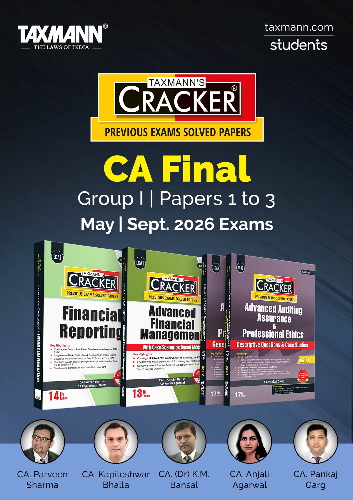 Taxmann's CRACKER Combo for CA Final – Group I | Papers 1 to 3 | May/Sept. 2026 Exams | CRACKER Series | FR, AFM and Audit | February 2026 Editions | Set of 3 Books Taxmann
