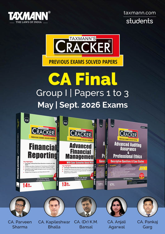 Taxmann's CRACKER Combo for CA Final – Group I | Papers 1 to 3 | May/Sept. 2026 Exams | CRACKER Series | FR, AFM and Audit | February 2026 Editions | Set of 3 Books Taxmann