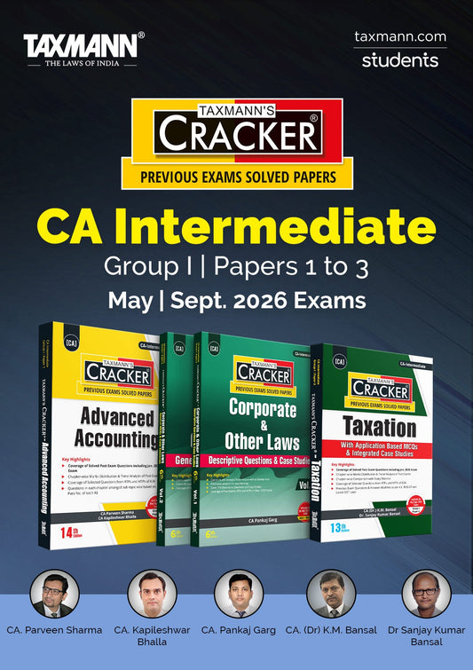 Taxmann's CRACKER COMBO for CA Inter | May/Sept. 2026 Exams – Group I | Papers 1 to 3 | CRACKER Series | Advanced Accounts, Law, and Tax | February 2026 Edition | Set of 3 Books Taxmann