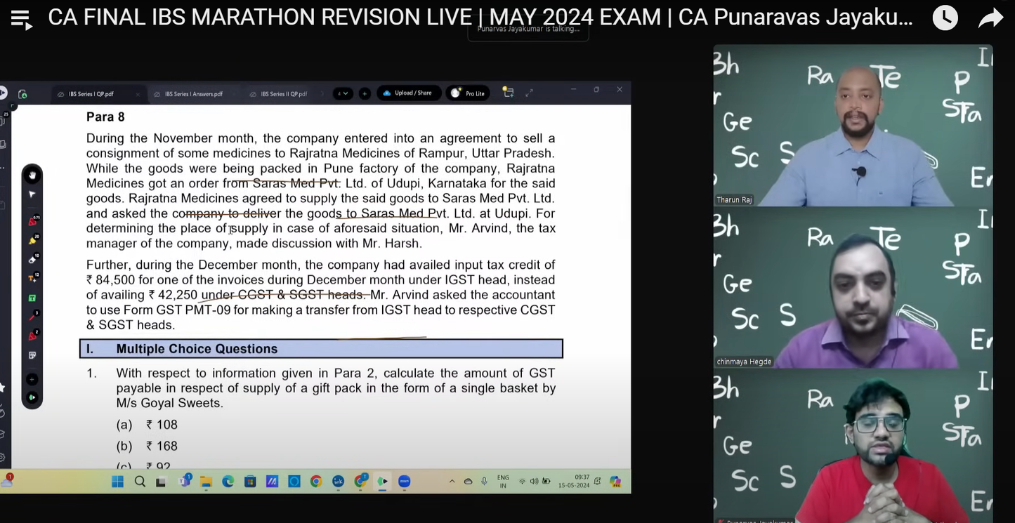 CA Final Paper 6 Integrated Business Solutions English By CA Punarvas Jayakumar, CMA Tharun Raj and CA Chinmaya Hegde