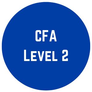 Blue circle with the text 'CFA Level 2' inside