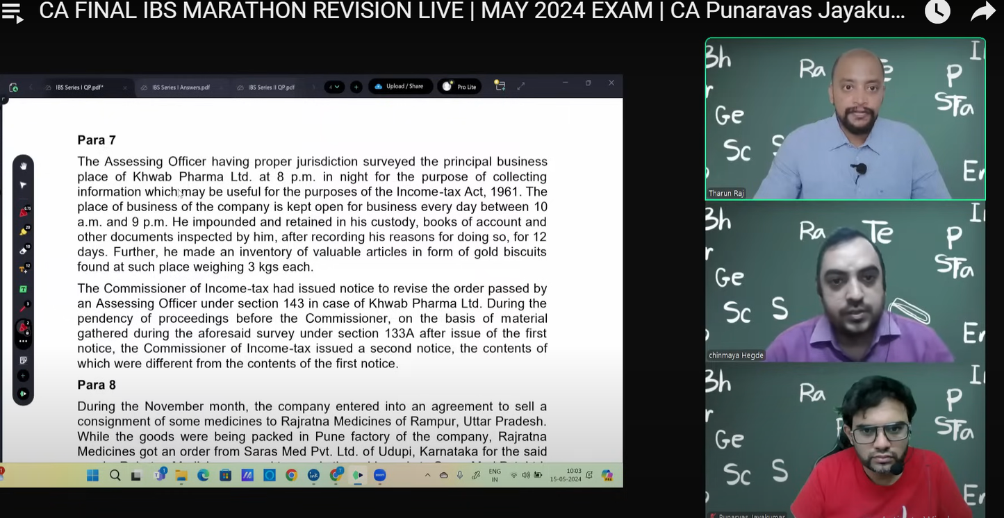 CA Final Paper 6 Integrated Business Solutions English By CA Punarvas Jayakumar, CMA Tharun Raj and CA Chinmaya Hegde