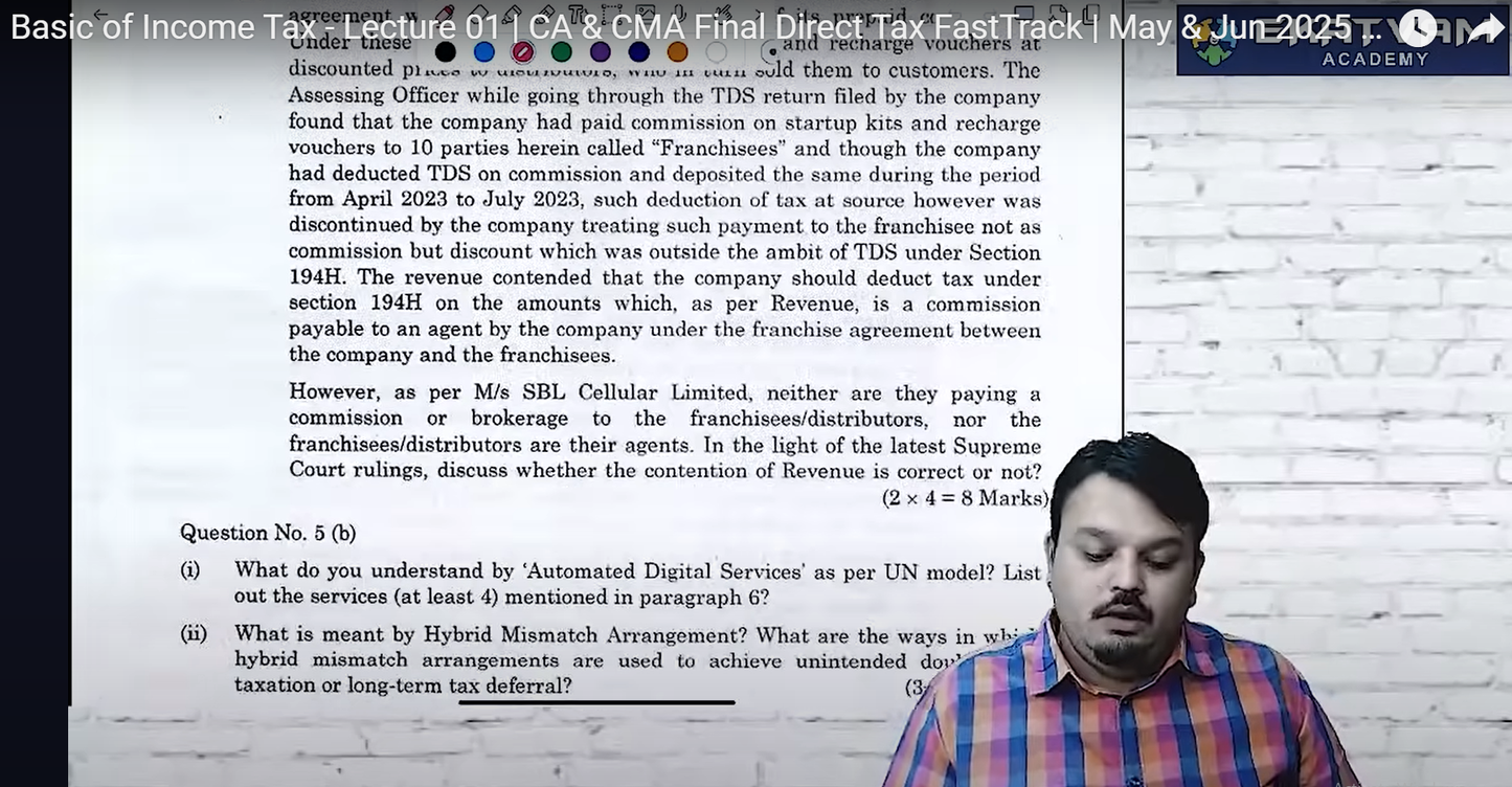 CA Final Direct Tax Hindi Fast Track Batch by CA Vijay Sarda