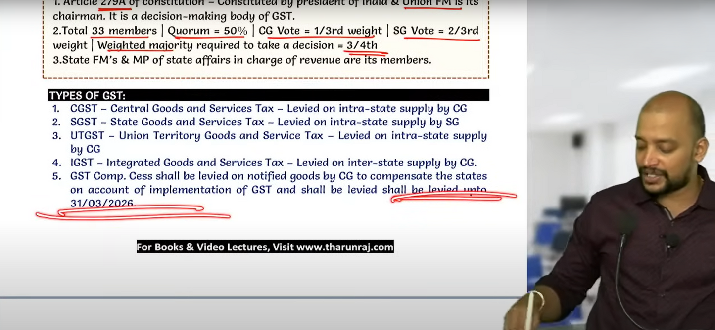 CA Final Indirect Tax English Fast Track Batch by CMA Tharun Raj