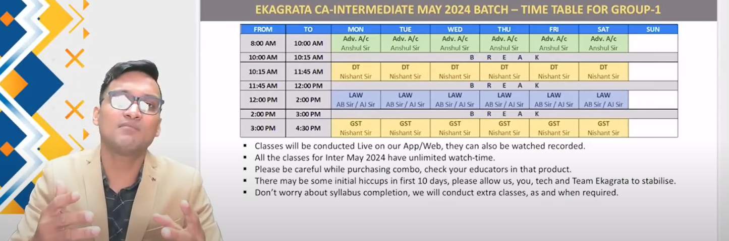 CA Inter Group 1 Mahapack Combo Hindi Regular Batch By CA Anshul Agrawal, Adv Jayesh Bhandari and CA Nishant Kumar