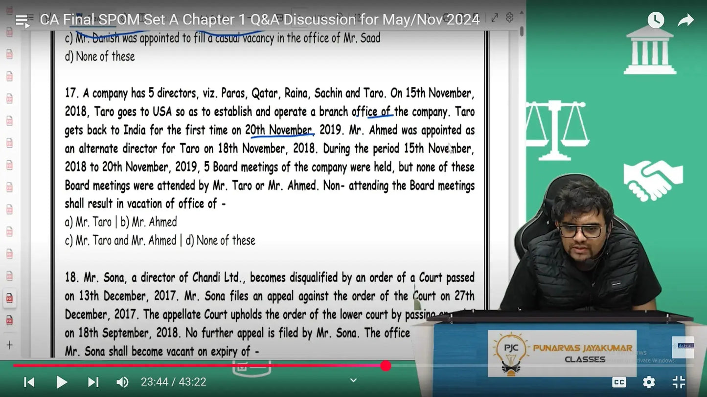 CA Final Corporate and Economic Law English Set A SPOM Fast Track Batch by CA Punarvas Jayakumar Conferenza