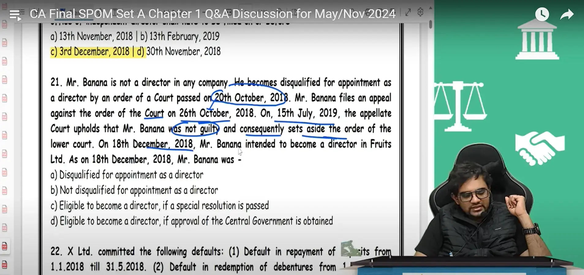 CA Final Corporate and Economic Law English Set A SPOM Fast Track Batch by CA Punarvas Jayakumar Conferenza