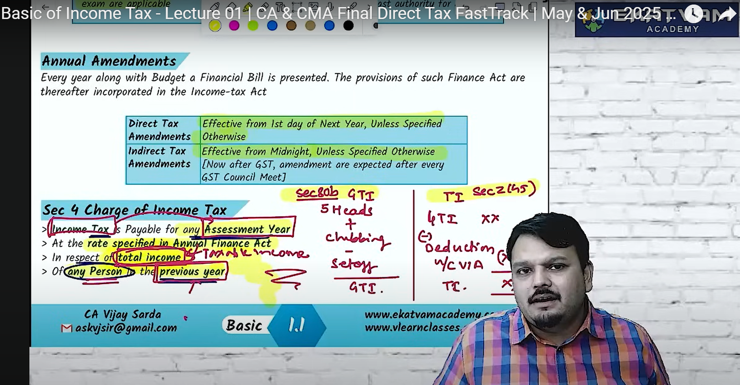 CA Final Direct Tax Hindi Fast Track Batch by CA Vijay Sarda