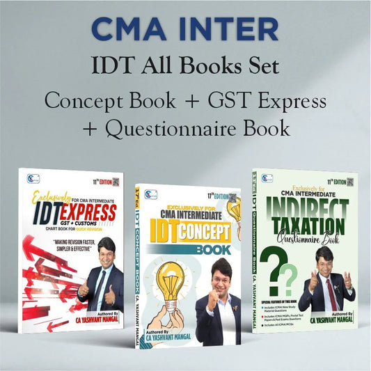 CMA Inter GST All Books Set - Concept Book, GST Reboot Questionnaire Book & GST Express Chart Book by CA Yashvant Mangal YM Concepts