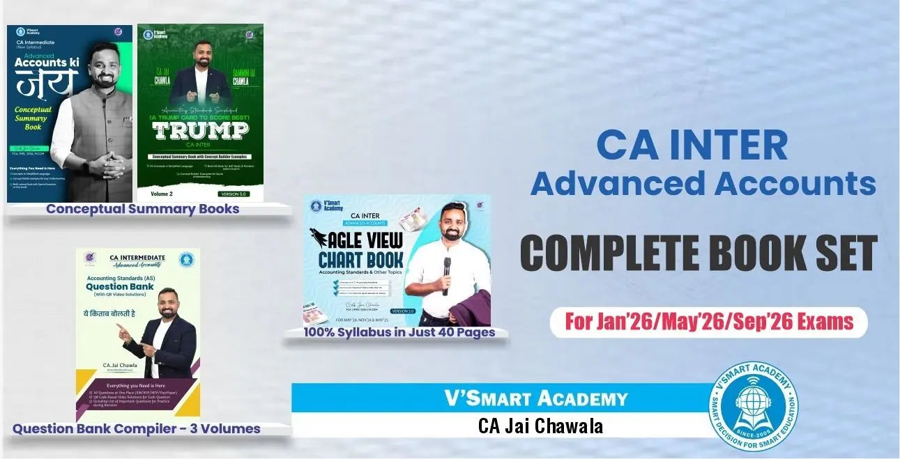 CA Inter Adv. Accounts ki Jai Concept Book + AS Trump + Question Bank + Chart Book by CA Jai Chawla Vsmart Academy
